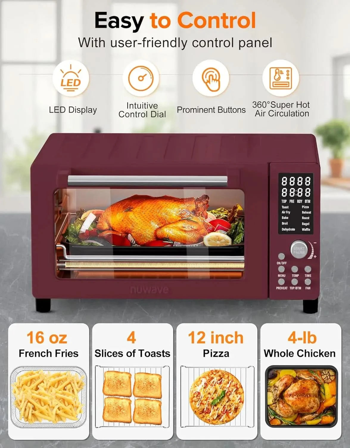 Bravo Pro Smart Air Fryer Toaster Oven Combo, 12-in-1 Functions with Quicker & Even Crisp Technology, 1800W, 50-450°F, PFAS-Free - M & M Global