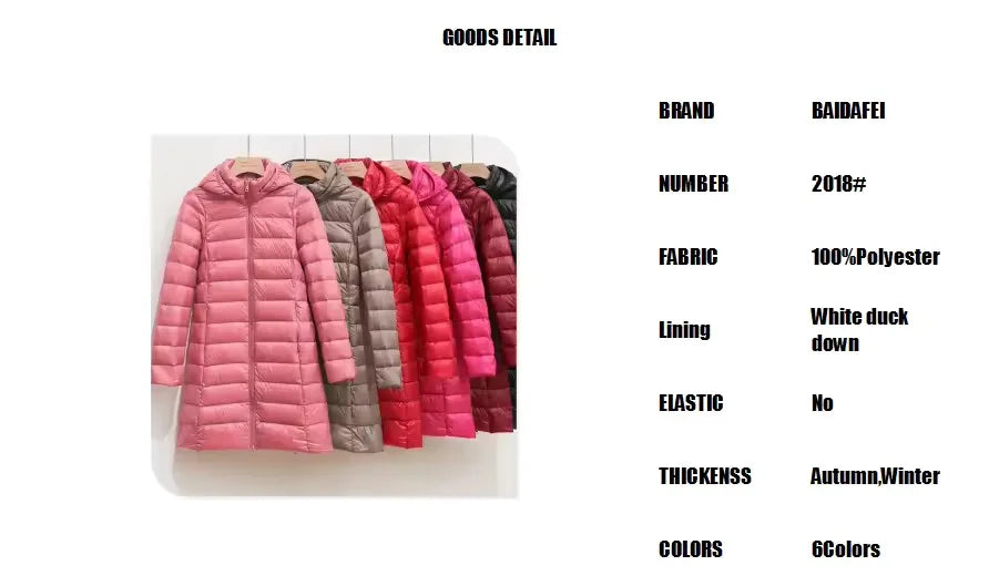 Plus Size 5xl Women's Long Puffer Jacket 2023 New Arrivals Autumn Winter Female Hat Detachable White Duck Down Coat
