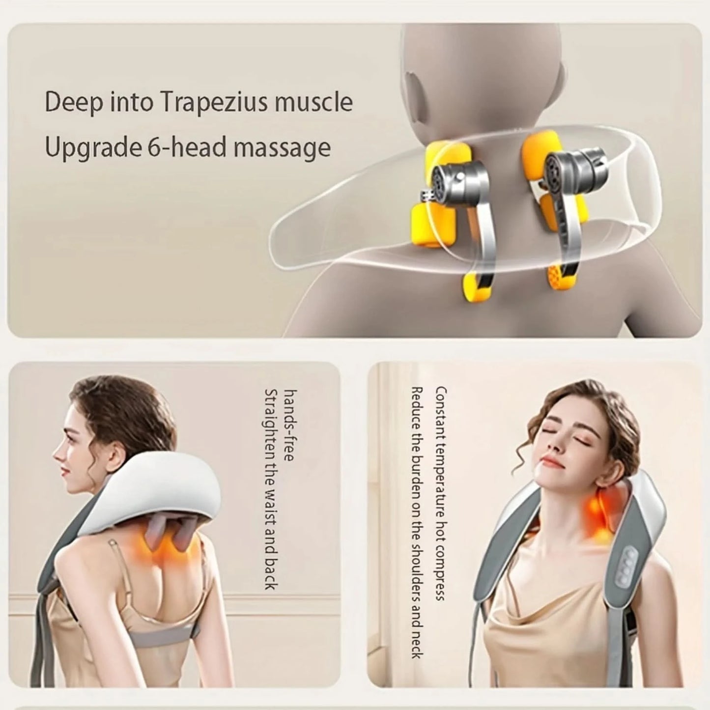 Shoulder And Neck Massager, Clamp Kneading Trapezius Muscle Relax Hot Compress Neck Massager - M & M Global