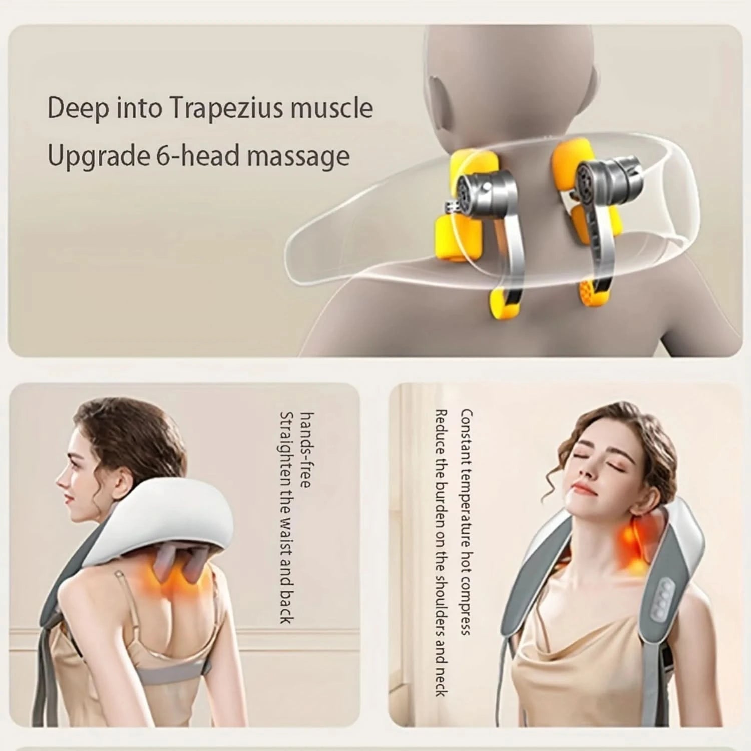 Shoulder And Neck Massager, Clamp Kneading Trapezius Muscle Relax Hot Compress Neck Massager - M & M Global