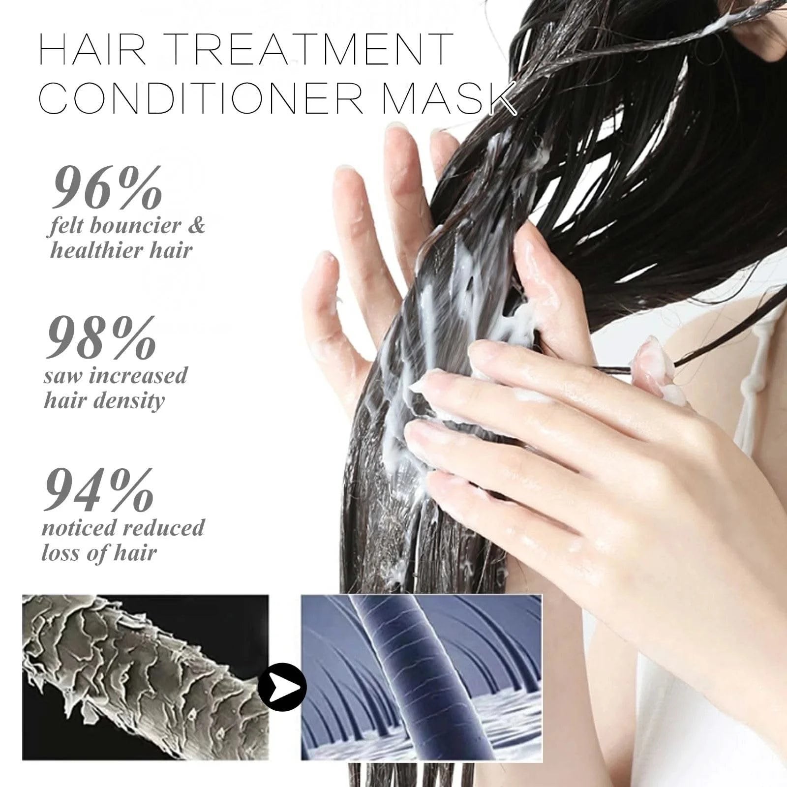 Collagen Hair Mask Repair Damage Dry Frizz Hair Keratin Treatment Soft Smoothing Shiny Deep Moisturizing Curly Hair Care Product - M & M Global
