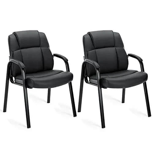 JHK Leather Waiting Room Chairs No Wheels,Guest Chair with Padded Arm Office Guest Chair Conference Room Lobby Table