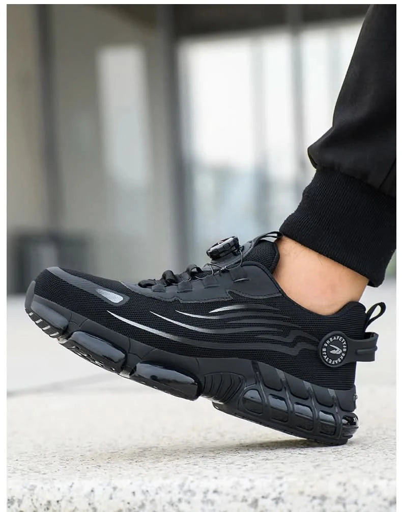 Rotating Button Steel Toe Safety Shoes Men Anti-smash Anti-puncture Work Shoes Breathable Sport Shoes Security Protective Boots