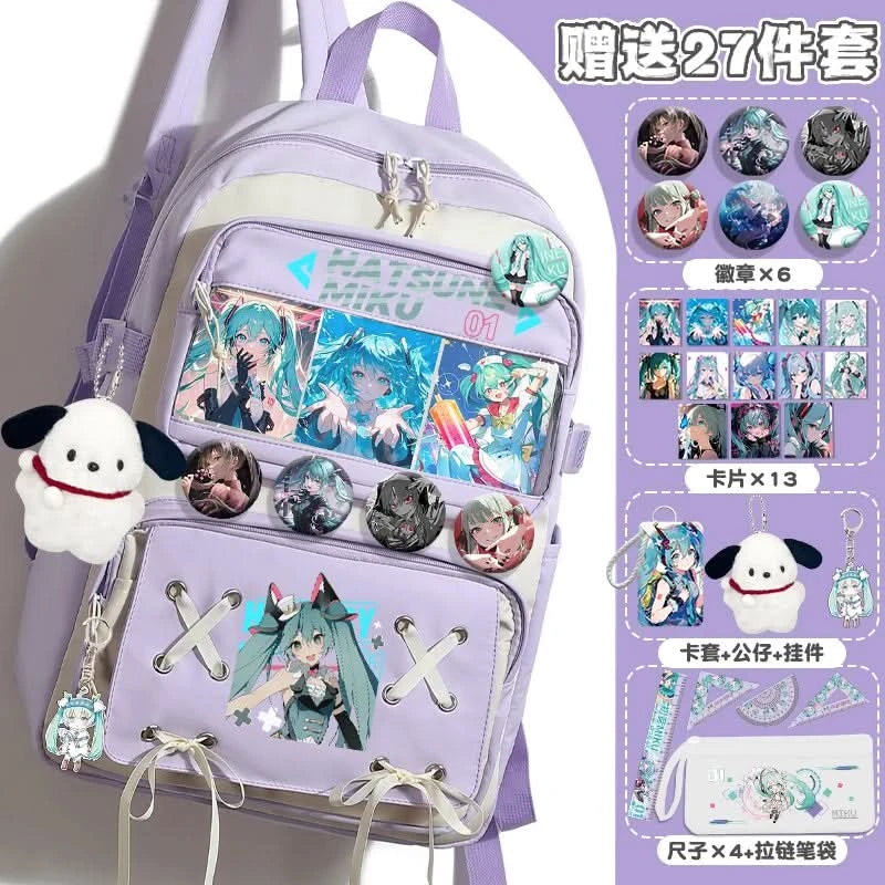 Miku Future School Backpack for Girls 2025 New Fashion Print Youth Pain Bag Large Capacity Backpack for School - M & M Global