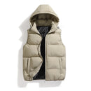 Men Autumn Thicken Cotton Sleeveless Vests Jacket Coat Mens Winter Warm Detachable Hat Outwear Waistcoat Hooded Vest Jacket Male