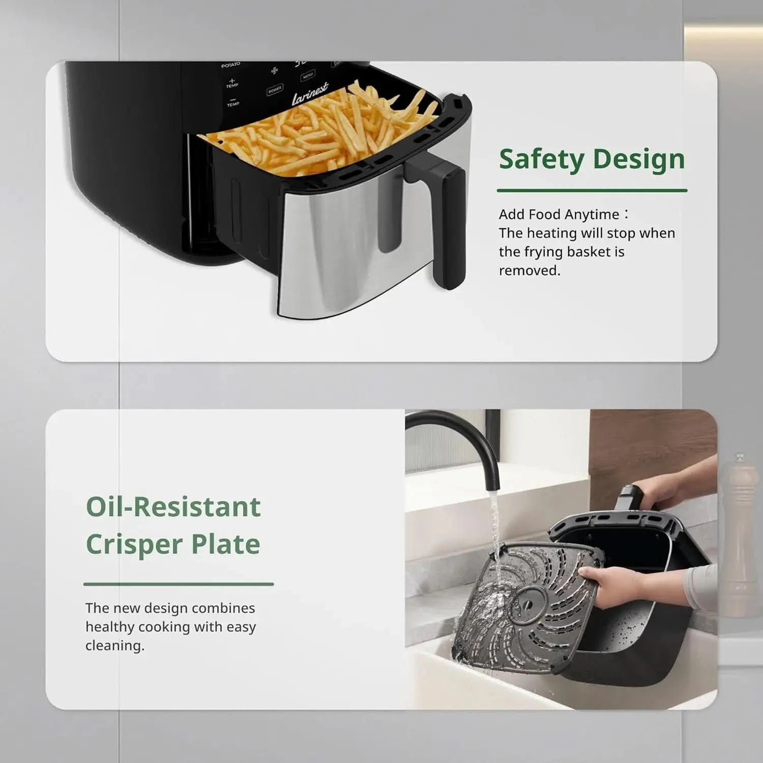 Air Fryer, 7.4-Quart,Crisping, Roasting, Dehydrating, and Reheating Non-Stick,Stainless Steel - M & M Global