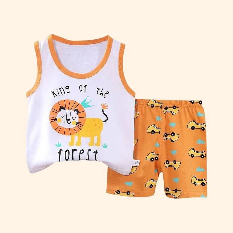 Children Sets Kids Vest Suit 2PCS Set Summer Cotton T-Shirt Girl Shorts Clothes Children Boys Girls Sleeveless Suit Wear Cloth - M & M Global