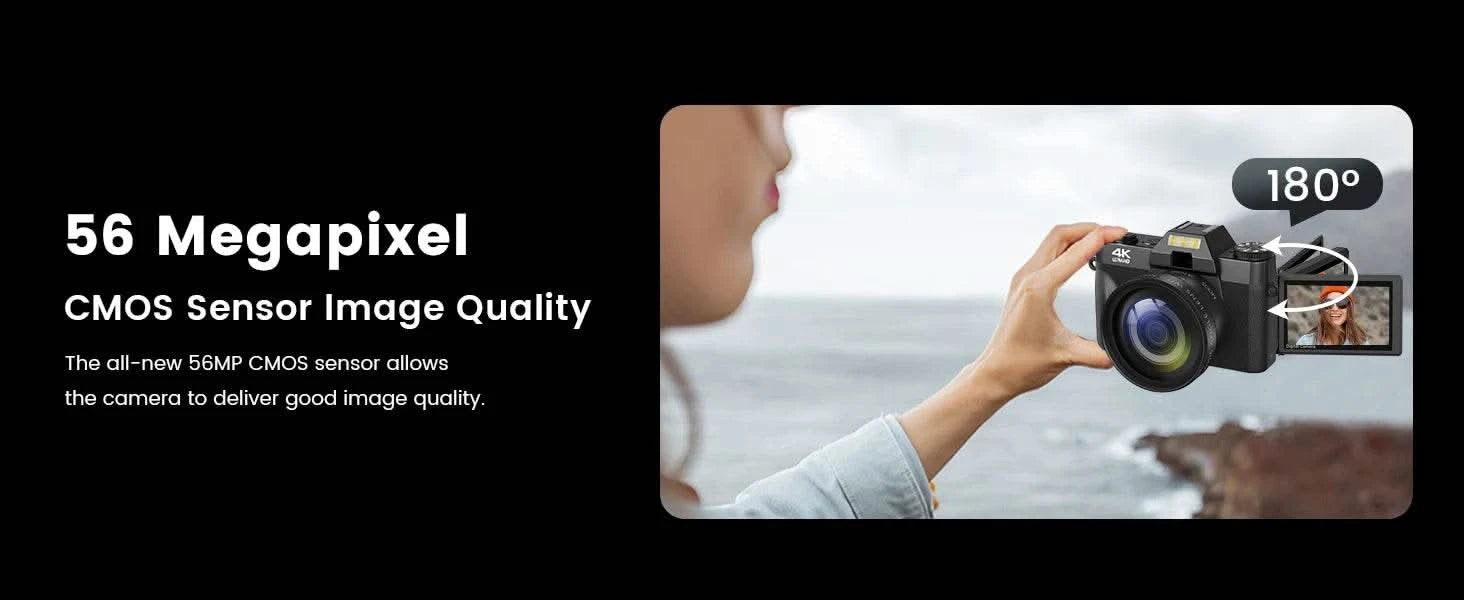 Compact Digital Photography Camera 4K WIFI Webcam Retro Vlog Recorder YouTube 64MP Camcorder 3 Inch Flip Screen Wide Angle Lens - M & M Global