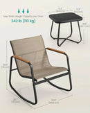3-Piece Patio Set. Garden Conversation. 2 Rocking Chairs, Table. Steel Frame. Breathable Fabric. Yellowish Brown. UGGF0027K01.