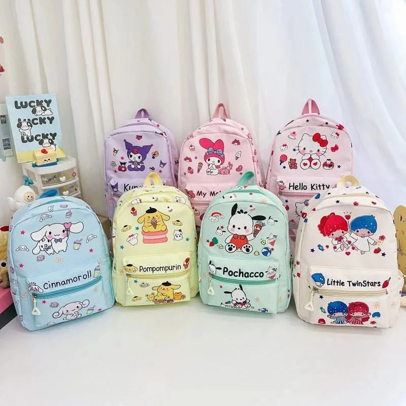 Sanrio Kuromi Hello Kitty My Melody Cinnamoroll Cartoon Backpack Cute Pompom Purin Pochacco School Bag For Adults Kids Sac A Dos - M & M Global