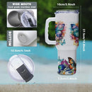 40oz Faith Quote Tumbler with Butterfly Art, Vacuum Insulated Stainless Steel with Handle and Wide Mouth, Gift for Christian Wom