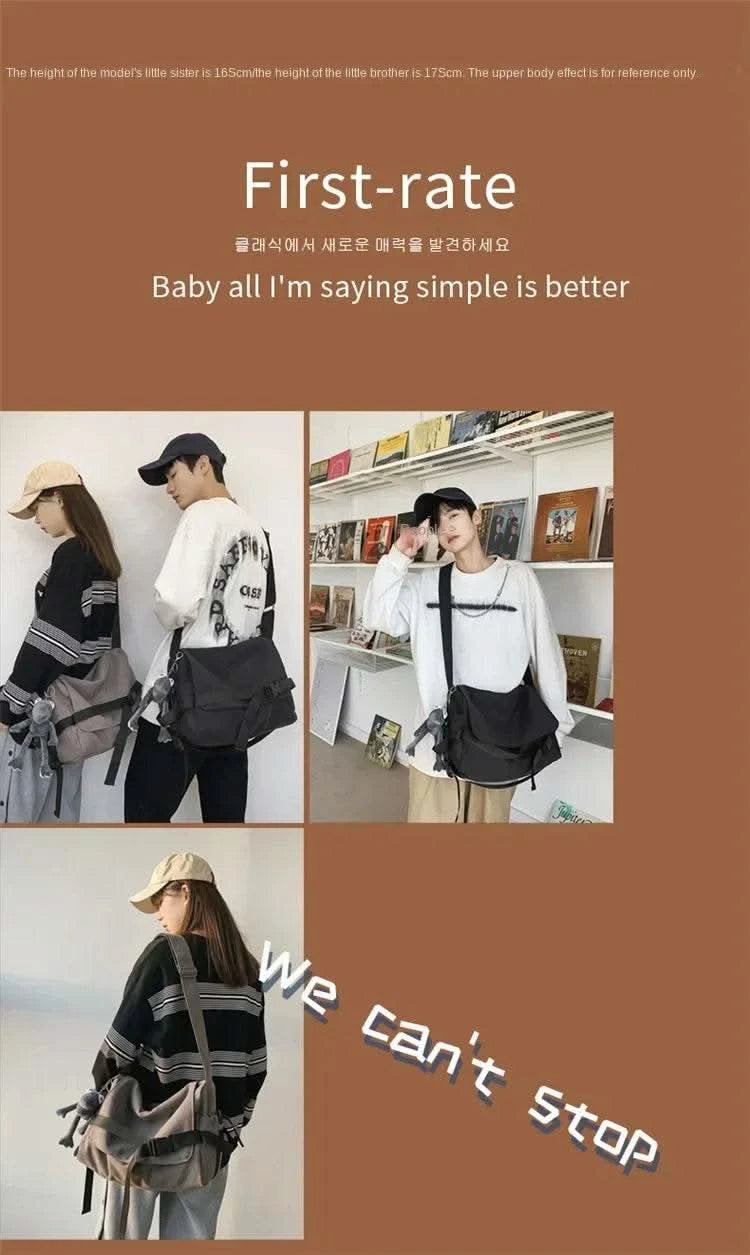 Canvas Messenger Bag Ladies Big Capacity Handbags Shoulder Bag Youth Girls Student School Bags Fashion Men Crossbody Bags Bolsos - M & M Global