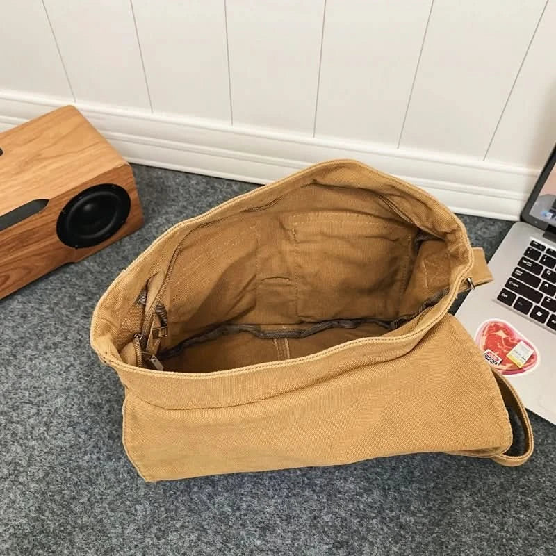 High Quality Canvas Handbag Shoulder Bags Large Capacity Crossbody Bags For Women Simple Casual Messenger Bag Student School Bag - M & M Global