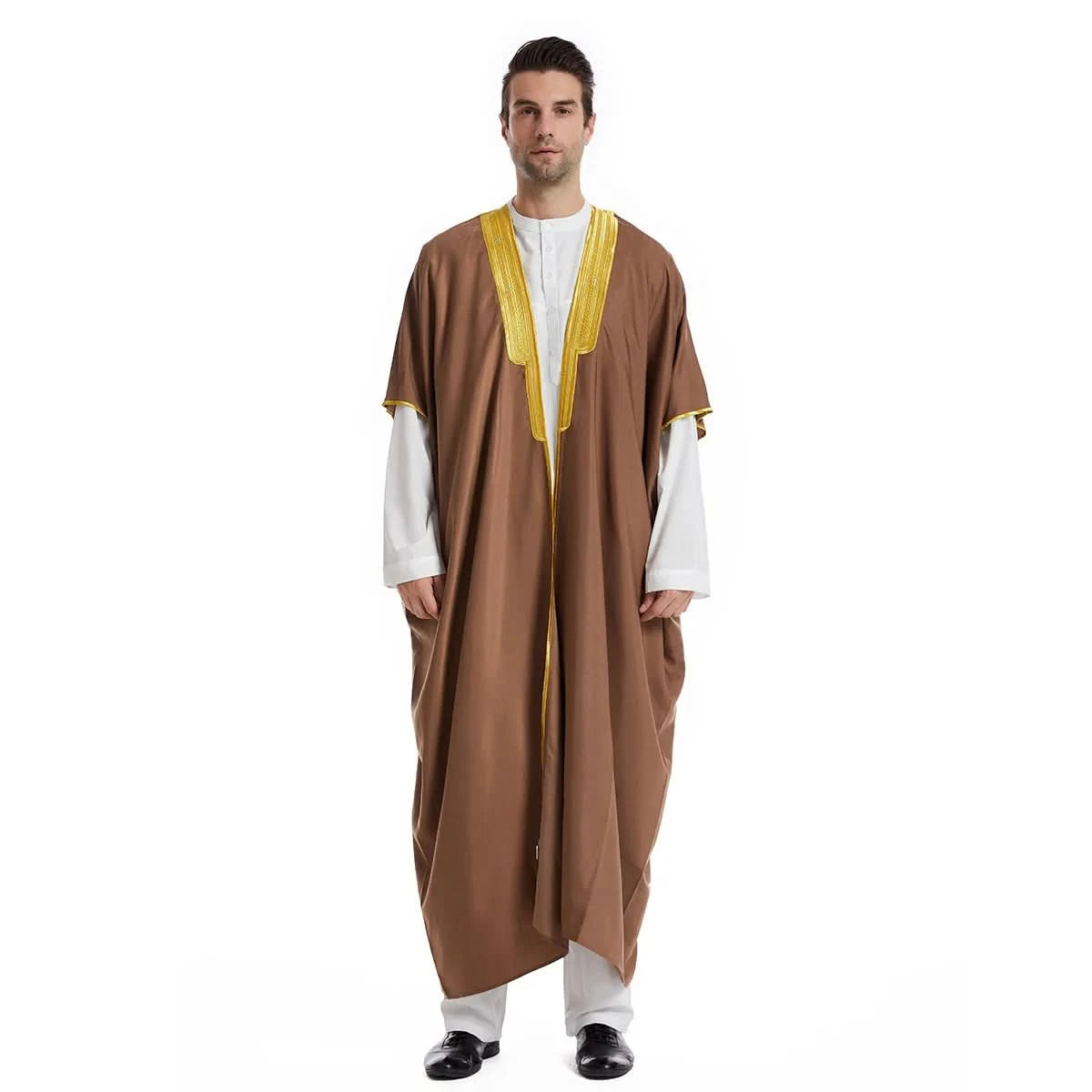 Muslim Arab Men Thobe Thawb Caftan Eid Jubba Thobe Mens Cardigan Abaya Long Dress Ramadan Robe Saudi Arab Musulman Caftan Dubai - M & M Global