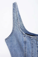 TRAFSHE Summer Ladies Zipper Denim Dress Women Elegant Spaghetti Strap Sexy O-Neck Vintage Casual Female Sling Mid-Long Dress ﻿ - M & M Global