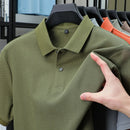 100% pure cotton boutique short sleeved high-end men's polo shirt summer high-quality solid color topsbusiness casual T-shirt