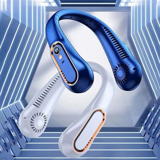 Hanging Neck Fan Digital Display Power Ventilador Bladeless Neckband Fan Portable Mini Air Cooler USB Rechargeable Electric Fans - M & M Global