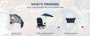 Reclining Beach Chair, 3-position adjustability with detachable detachable footrest lets, swiveling umbrella with UPF50+material