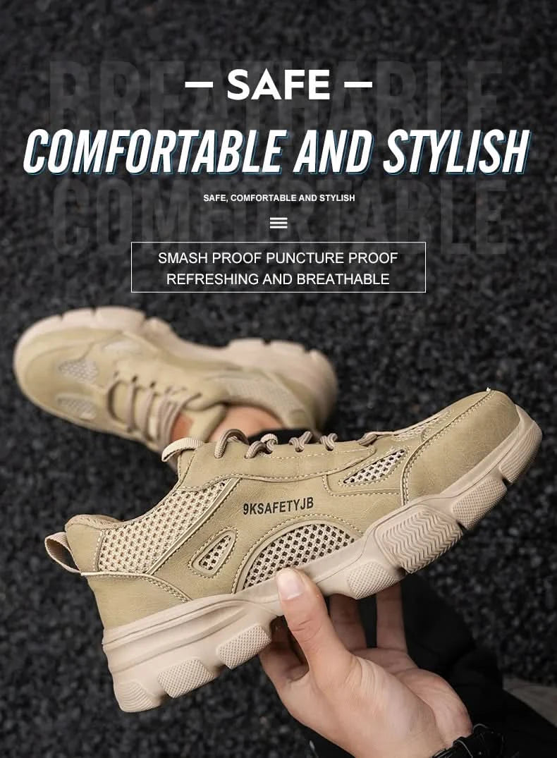 Men Work Sneakers Protective Shoes Safety Industrial Puncture-Proof Anti-smash Steel Toe Shoes Breathable Construction Work Shoe