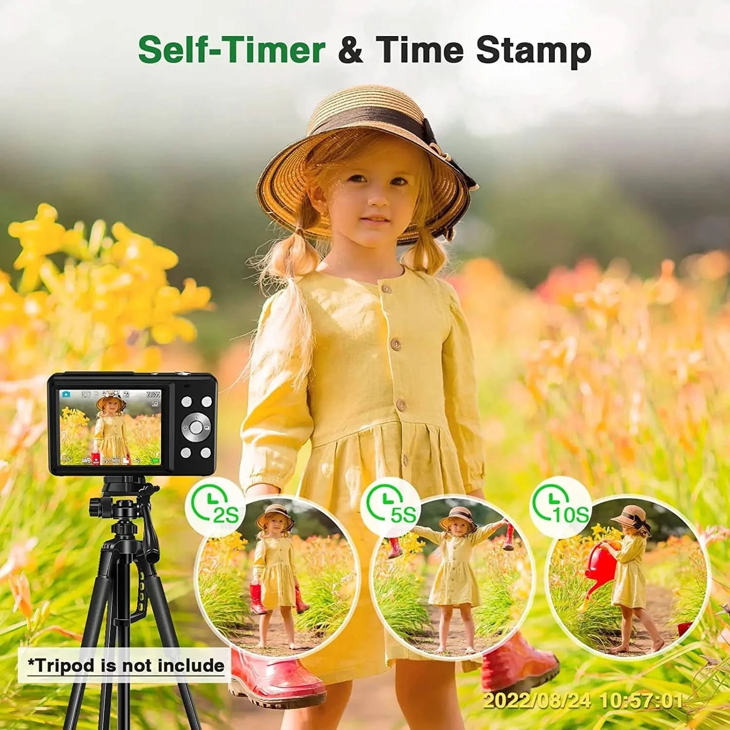 HD 1080P 2.4 inch digital Camera Rechargeable Cameras with 16x Zoom Compact Camera 44MP Cameras for kids Beginner Camera - M & M Global