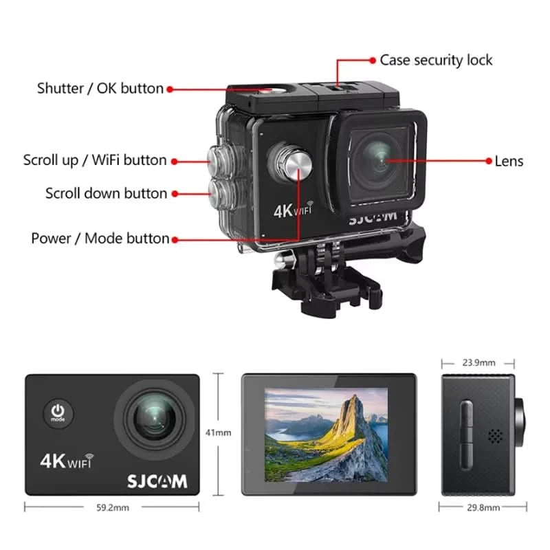 SJCAM SJ4000 Air Action Camera with 4K Video 30M Waterproof 2.4G WiFi Sports Camera Action Cam Sports Camera bicycle motorcycles - M & M Global