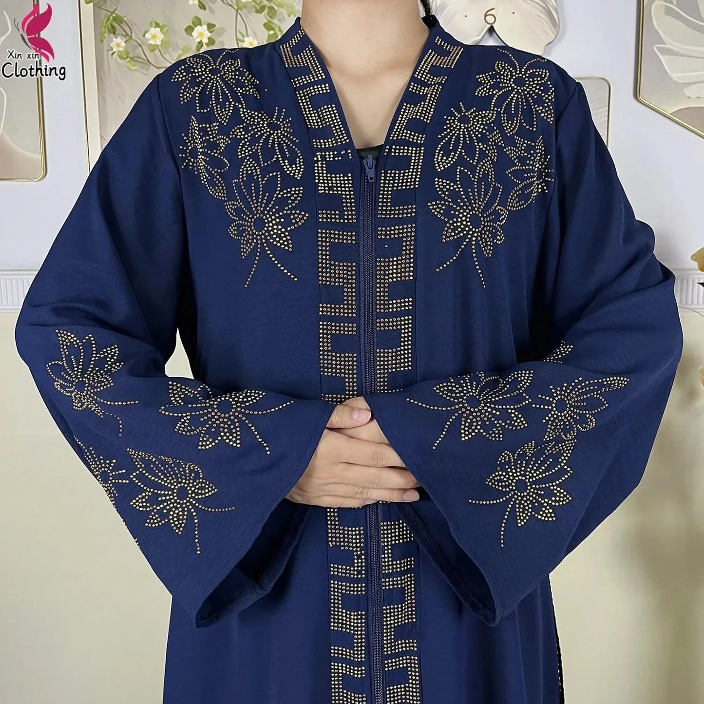 New Muslim Abayas For Women Long Sleeved Dress Dubai Lady Elegant Long Dress Islam Clothing African Abaya Loose Robe With Turban - M & M Global