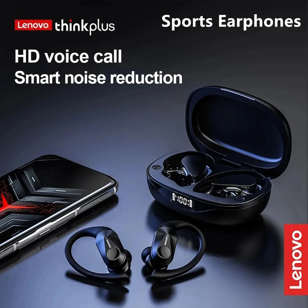 Lenovo LP75 Sports Wireless Earphones with Mics,Button Control, LED Power Display,Hifi Stereo Sound Bluetooth 5.3 TWS Headphones - M & M Global
