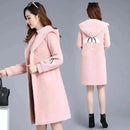 Lamb Fur Double-Sided Velvet Coat Women's Korean Embroidered Thickened Mid-Length Woolen Windbreaker Autumn Winter New Arrival