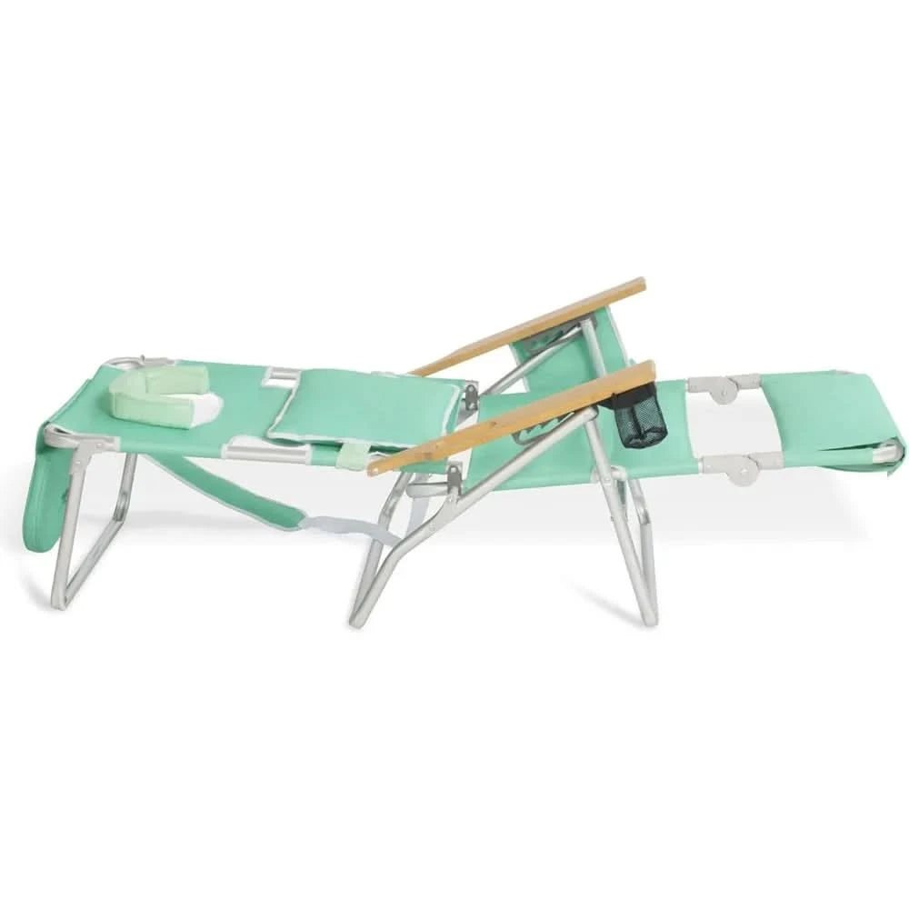 Ostrich Deluxe 3N1 Padded Beach Chair w/ Face Cushion & Arm Holes, Teal - Lightweight Folding Recliner w/ Adjustable Backrest