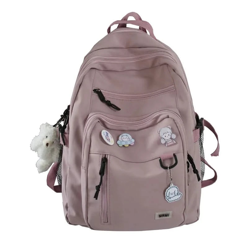 Fashion Big Student Backpack NEW Badge Rucksack Girls School Bag High Capacity Women Backpack Female Cute Leisure Travel Mochila - M & M Global