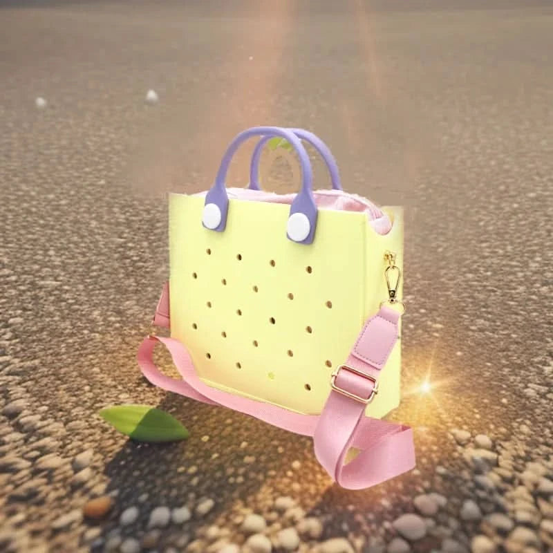 The orange guy Purple Women Fashion New EVA Punched Handbag Casual Waterproof Travel Tote Bag Fit Charms Outdoor Beach Bags - M & M Global