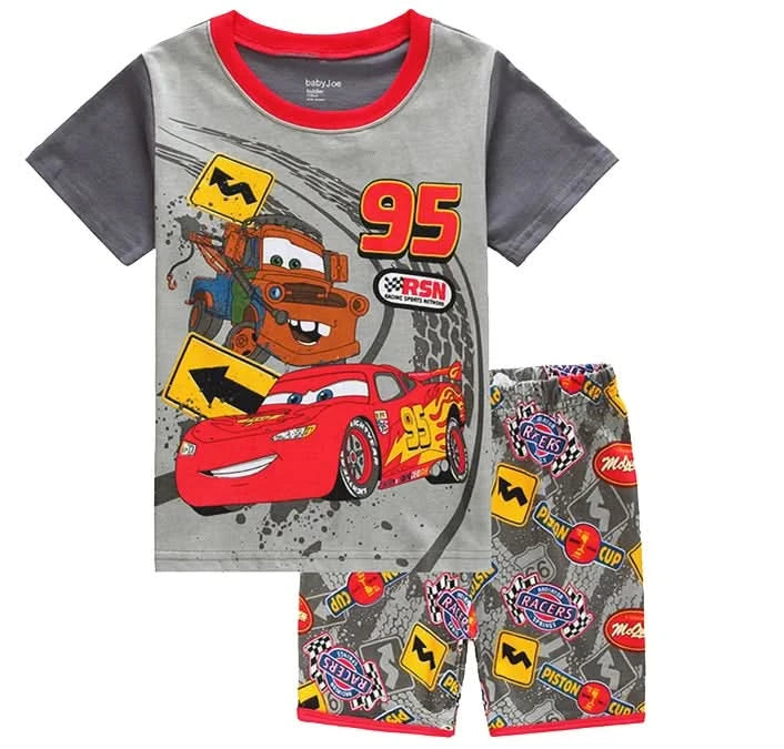 Summer Children Pajamas Set Short Sleeve T Shirt Shorts car Pyjamas Kids Boy Girls Pijamas lightning mcqueen Cartoon Sleepwear - M & M Global