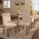 Rustic Dining Table, Farmhouse Kitchen Dining Chairs , Charming 60" Rectangular Wooden Table& Upholstered