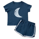 Summer 2pcs Children Clothes Sets Korea Moon Print Outfits Muslin Patchwork Casual Suits Kids Shorts T-shirt Boys Girls Outfits - M & M Global