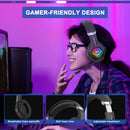Wired Gaming Headset with Noise Cancelling Mic Compatible With PC PS4 PS5 Xbox Surround Sound RGB Light Over Ear Design