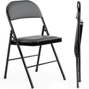 JHK Leather Padded Folding Living Room Chairs 2 Pack Sturdy Metal Foldable Chair Easy to Use and Storage Outdoor for Home Office