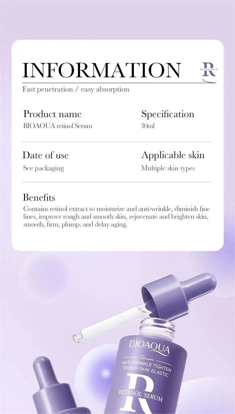BIOAQUA Vitamin C Retinol Hyaluronic Acid Serum Moisturizing Brightening Hydrating Firming Facial Essence Beauty Face Skin Care - M & M Global
