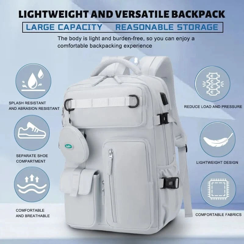 Fashionable large capacity multi pocket multifunctional outdoor travel backpack, handbag hiking bag suit - M & M Global