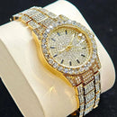 2025 Hot Fashion Gold Watches Women Luxury Stainless Steel Elegant Iced Diamond Jewelry Quartz Wristwatch Ladies Dropshipping - M & M Global