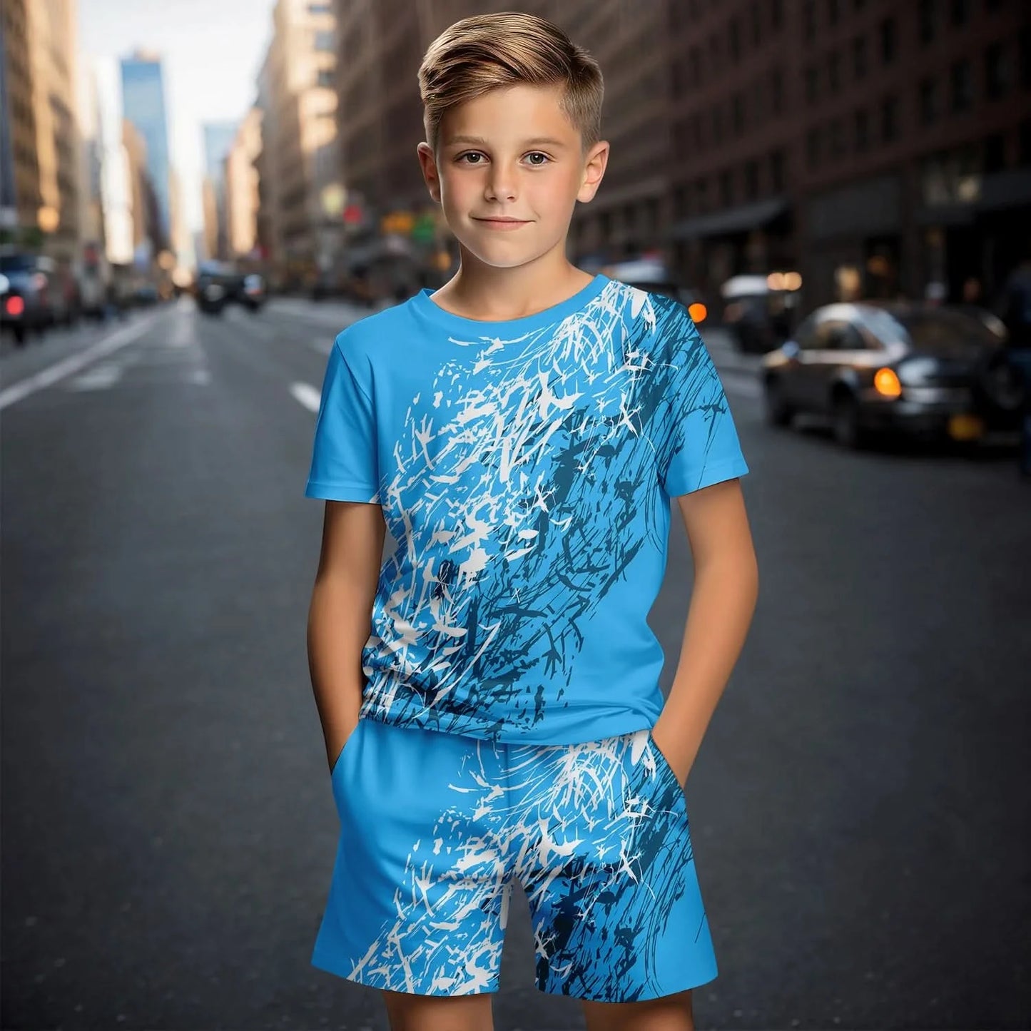 Children's Clothing Suit For Boy Summer Short Sleeve T-Shirt Set Shorts Child Clothing 3D Print Casual Boy Girl Children's Sets - M & M Global