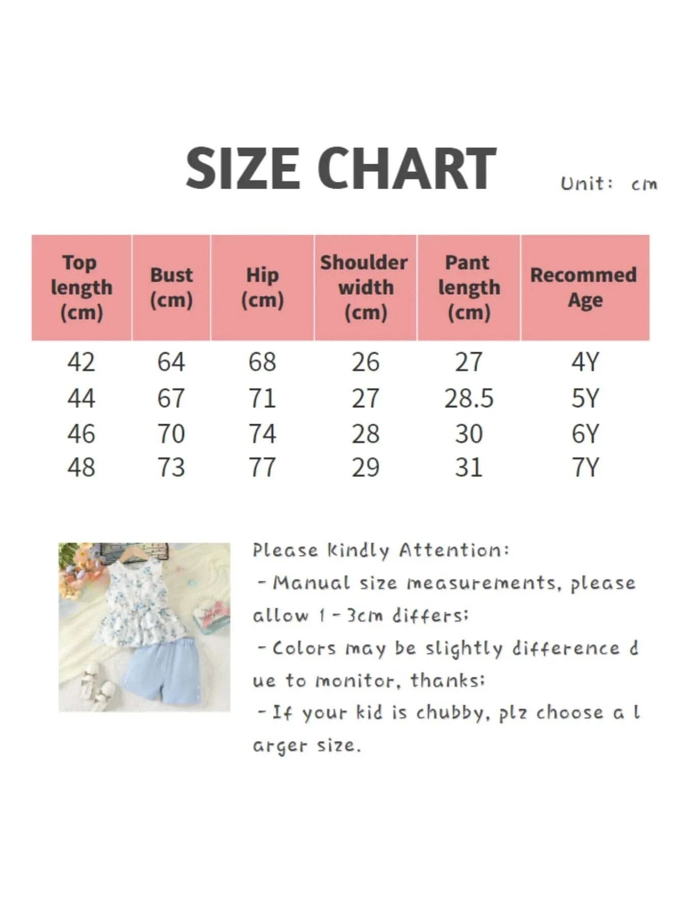 2PCS Children Girls Little Fresh Clothing Set Floral Sleeveless Top + Shorts Sweet Lovely Fashion Costume for Kid Girl 4-7 Years - M & M Global