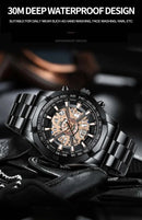 BINBOND Mens Quartz Watches Top Brand Luxury Stainless Steel Waterproof Hollow Out Blue Big Male Wristwatches Relogio Masculino - M & M Global