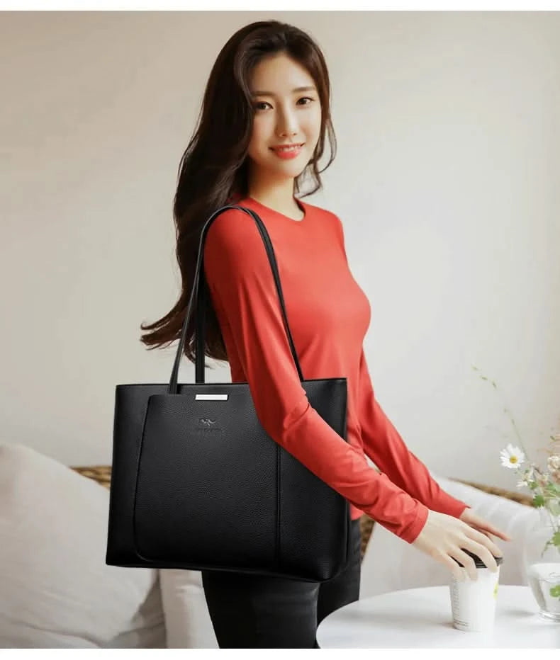 Solid Color Luxury Handbag Women Bags Designer HIgh Quality Leather Shoulder Bags for Women 2024 High Capacity Shopping Tote Bag - M & M Global