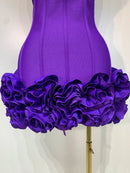 Women Sexy Strapless Backless Flower Embellished Mini Bandage Dress Bodycon Celebrity Party Cocktail Evening Party Club Dresses
