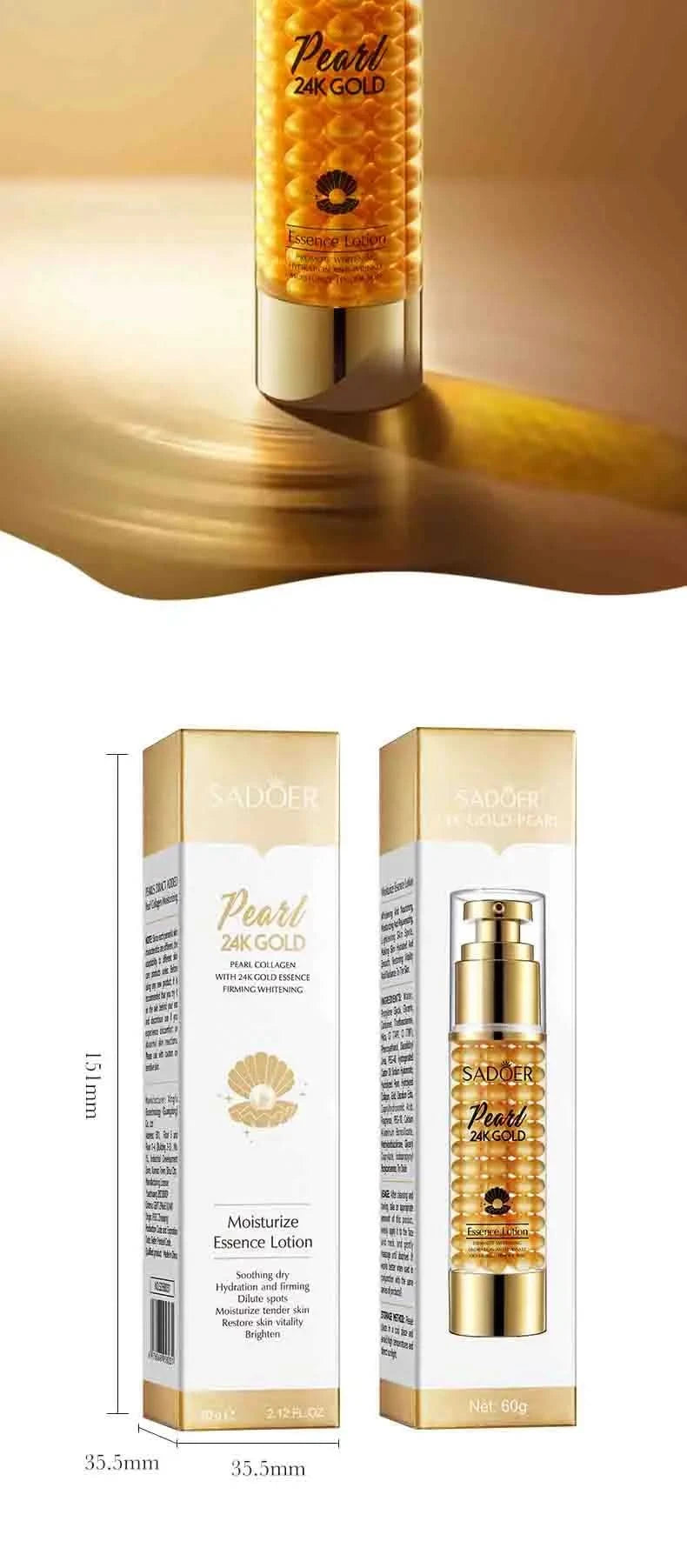 SADOER 24K Golden Pearl Collagen Face Serum Facial skincare Moisturizing Facial Toner Firming Nourishing Face Essence Skin Care - M & M Global