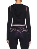 High Street Spice Girl Autumn Letter Print Fashion Hoodies Korean Self Cultivation Yoga Hip Hop Long Sleeve Zipper Cardigan Coat
