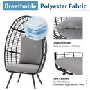 Wicker Egg Chair, Oversized Indoor Outdoor Lounger Large Egg Basket Chair with Stand and Cushions for Patio Porch, Backyar