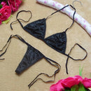 Sexy Lingerie Set Womens Satin Silk Thong Underwear Bra Panties T-back Lace Up Top Briefs Bikini Beach Swimming Bathing Suit - M & M Global