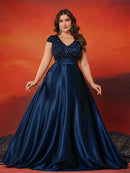 Plus Size Elegant V-Neck Red Sequins Evening Dress Long Luxury Women Satin Sleevesless Party Prom Cocktail Gowns