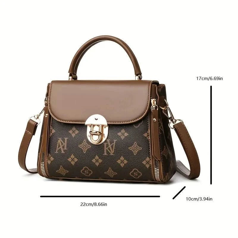 Bags for Women, Printed Fashionable Hand-Held Locks, Commuting Small Square Bag, Fashionable and Versatile Shoulder Crossbody Ba - M & M Global